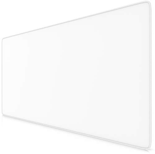 TITANWOLF - Alfombrilla de Ratón XXL 900x400mm - Mouse Pad Gaming XXL – Motivo Total White - Blanco - Precisión y Velocidad en Juegos - Antideslizante - Superficie de Tejido - para Ratón y Teclado