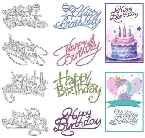 GLOBLELAND Happy Birthday Metall Stanzschablone Stanzschablonen Metall Schneiden Schablonen für DIY Scrapbooking Album Schneiden Schablonen Papier Karten Sammelalbum Dekor