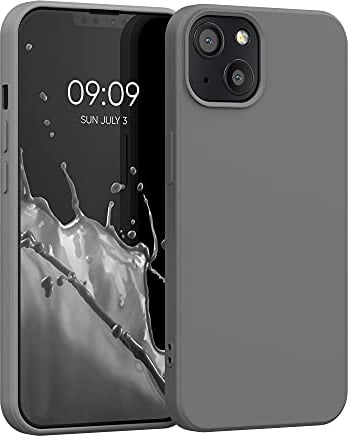 kwmobile Carcasa Compatible con Apple iPhone 13 Funda de Silicona - Flexible con Interior de Microfibra - Suave Protector antigolpes - Polvo de Piedra