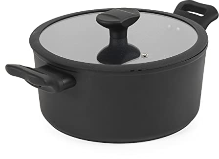 Russell Hobbs RH01864EU7 Crystaltech Graphite - Pentola antiaderente, 24 cm, bordo alto, cottura con poco olio o senza, adatta all'uso con utensili di metallo, alluminio forgiato