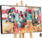 YS-Art XXL Abstrakt Acryl Gemälde auf Leinwand mit Rahmen Personen im Park handgemalte Wandbilder Wohnzimmer modern Wohndekor bunt Bilder echte Kunst 120x80 cm