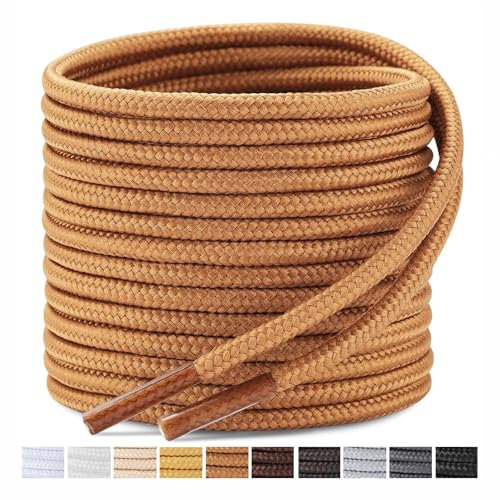 Stepace 2 Pares Cordones Redondos Botas 3.5 mm Cordones de Zapatos para Duraderos de Montaña Resistente Cordones Senderismo longitud 30-63 Marrón caramelo 114