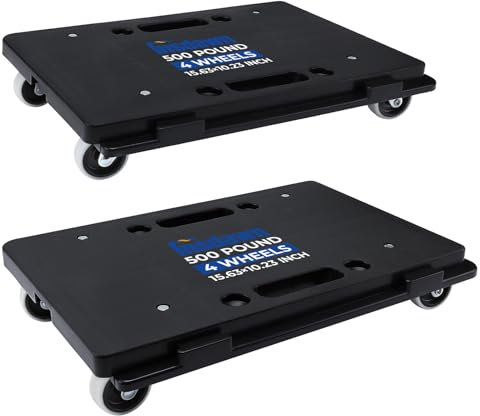 Insdawn Furniture Moving Dolly Furniture Mover 4 Wheels Heavy Duty Small Flat Dolly Cart Portable Dollies with Wheels 2 Pack,16.3 x 11.4 inch 500 Lbs Capacity Each Count, Black