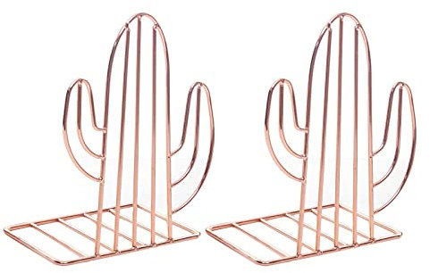 Fenteer Modern Ends Stopper er Bookshelf Book Support Organizer Desktop Decoration Video Games, Rose Gold