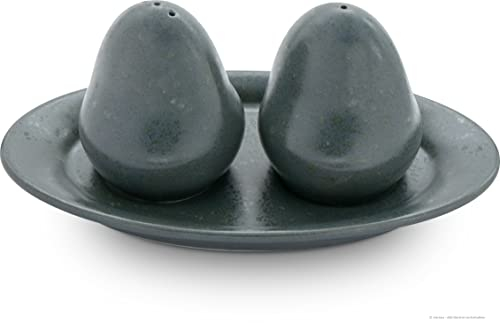 Bunzlauer Salière et poivrière, Salière Hauteur 7,1/2,0 cm Ø 6,4/18,4 x 10,4 cm Décor ZIELON