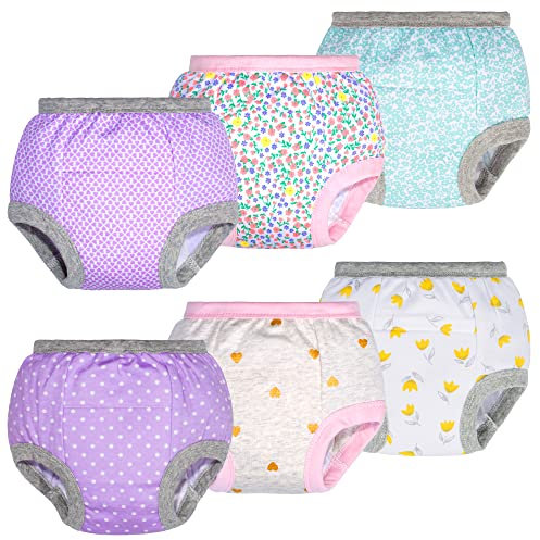 BIG ELEPHANT Baby Mädchen 6er-Pack Töpfchen-Unterwäsche, gepolsterte, saugfähige Blumen-Trainingshose für Kleinkinder, 5 Jahre