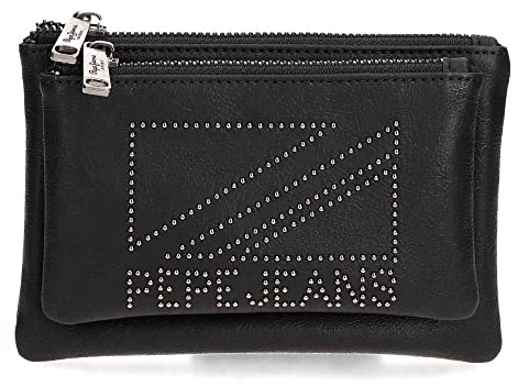 Pepe Jeans Donna Geldbörse Kulturbeutel Schwarz 17 x 9 x 2 cm Kunstleder, Schwarz, Geldbörse Kulturbeutel