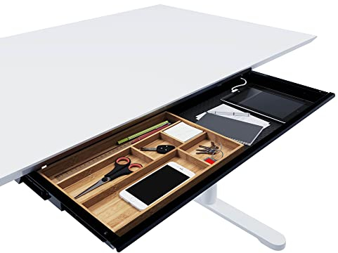 ACTIFORCE® Premium Untertischschublade extrabreit | Herausnehmbare Bambuseinlage | schwarz, Silber, weiß | Einfacher Unterbau, die perfekte Schreibtischschublade für deinen Schreibtisch