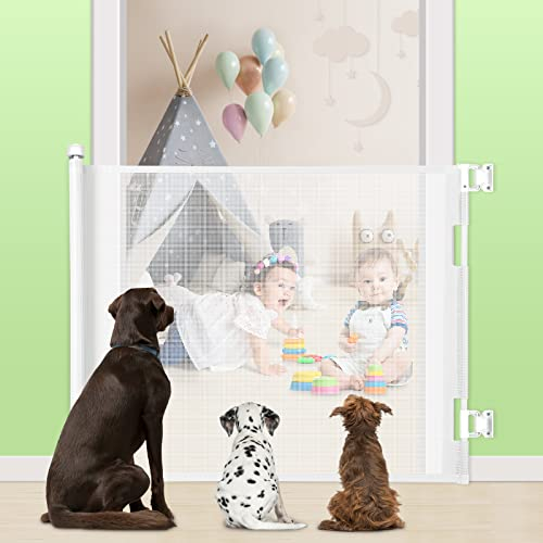 Puerta Seguridad Bebé Extensibles, 0-180 cm Barrera Seguridad Niños y Perros, Vallas de Seguridad para Niños Escaleras y Pasillos, Interiores y Exteriores(Blanco)