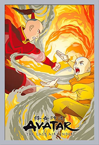 empireposter Avatar - Aang vs Zuko - Filmposter Kino Movie TV-Serie - Grösse 61x91,5 cm + Wechselrahmen, Shinsuke® Maxi MDF Silber, Acryl-Scheibe