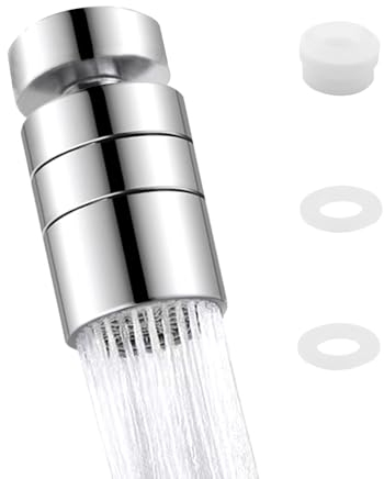 YDHfdc Girevole Aeratore Rubinetto Filtro per Risparmio Idrico Cucina Doppia Funzione Parti per Spruzzo per Cucina, Bagno, Lavandino (Argento)