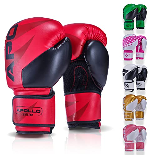 Apollo Boxhandschuhe Männer aus PU Leder | Thai Boxhandschuhe Damen und Herren | für Boxsack, Training, Sparring, Fitness, MMA Handschuhe | Kickbox Handschuhe | Boxing Gloves 12/14/16oz.