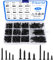 336Pcs Self Tapping Screws Black, M3 M4 M5 Round Head Wood Screws Assortment, 304 Stainless Steel Cross Drive Self-tapping Screws Kit for Home DIY Projects Soft Metal Plastic