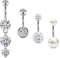 Crdifu Bauchnabelpiercing mit Stein 14G 6/8/10/12/14mm Chirurgenstahl Silber Piercing Bauchnabel Herz Bauchpiercing