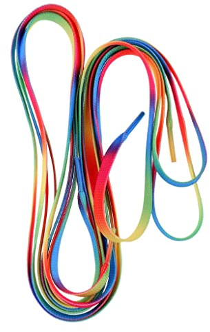 Folpus 1 Paar Strapazierfähige Schlittschuhschnüre 180 cm, Schönes Farbmuster, Regenbogen