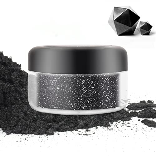 Essbarer Glitzer - 10g Essbarer Glitzerstaub Glitzerpulver für Lebensmittel, Getränke, Kuchen - Metallisch Lebensmittelfarbe Pulver Staubpulver zum Dekorieren von Torten, Süßigkeiten, Keksen (Schwarz)