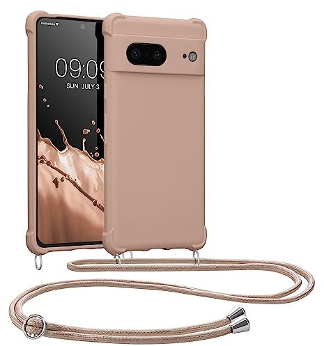 kwmobile Necklace Case kompatibel mit Google Pixel 7 Hülle - Cover mit Kordel zum Umhängen - Silikon Schutzhülle Coconut Swirl