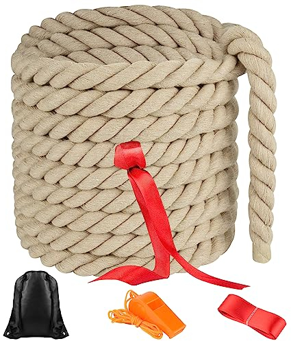 NEBURORA Cuerda de Tira y afloja de 20 pies para niños y Adultos Juegos al Aire Libre Día de Campo Reunión Familiar Verano Patio Trasero Césped Camping Carnaval Juegos de Fiesta Caqui
