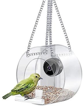 TITA-DONG Window Bird Feeder with 1080P Night-Version Camera, Smart Bird Feeder with Camera, Hanging Wild Bird Feeder House for Outside Wild Birds for Birds Lover(A)