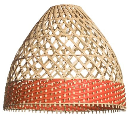 Bali Möbel Lampenschirm aus Rattan – Lampenhalter im Boho-Stil für Deckenlampen und Pendelleuchten, große Ausführung, Vintage Hängelampe für Esszimmer und Wohnzimmer, Maße 58x50 cm (Orange)