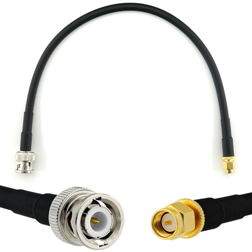 30cm BNC Stecker auf SMA Stecker Koaxialkabel — BNC SMA Verlängerungskabel HF-240 (LMR 240 Äquivalent) 0,3 Meter Jumper Kabel (50 Ohm) — Schwarz Antennenkabel für HAM Radio CB Funk WIFI Antenne