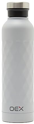 OEX Double Wall Drinks Bottle, Stainless Steel Water Bottle, Thermal Flask, Hydro Flask, Suitable for Hot or Cold Drinks (Light Grey, 500ml), (OEXDWF)