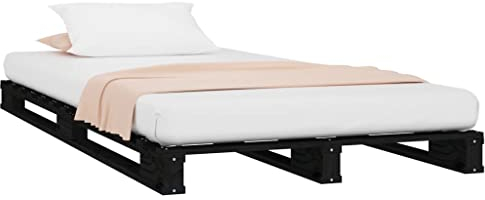vidaXL Palettenbett Schwarz 90x190 cm Massivholz Kiefer