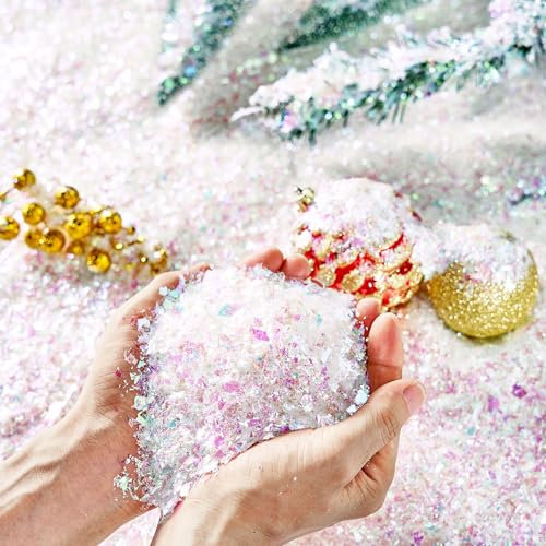 JOYIN 12 oz /320g Weihnachtsschnee, künstliche Schneeflocken aus Kunststoff als Weihnachtsbaumdekoration, glitzernde Schneeszenen, Dekoration für Weihnachtspartys, Feiertagsbedarf, Winterdekoration