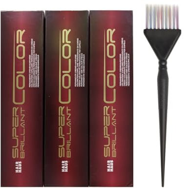 HAIR HAUS Super Brilliant Color Haarfarbe 3x 100ml + Färbepinsel spezial (6-0n)