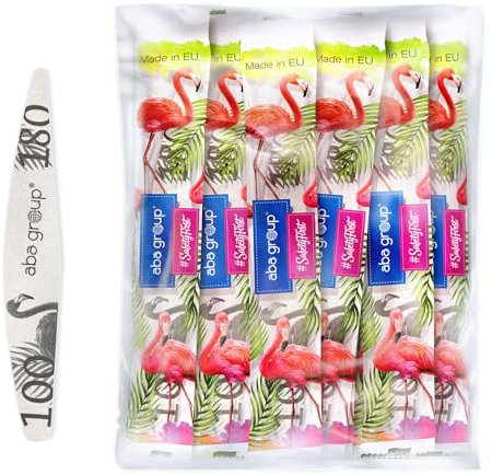 Aba Group Lima per unghie 100/180 Wings Standard Flamingo, set di lime per unghie professionali ibride, di alta qualità, monouso, 50 pezzi