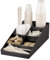 Baroni Home Organizer da caffetteria in Plastica Resistente 7 Scomparti, per Bicchierini, Posate, Zucchero, Cucchiaini, Cannucce e Bicchieri, Funzionale e Facile da Pulire, 38x20x12 cm, Bianco
