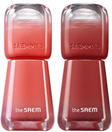 Saemmy Ade Shot Tint (01, 06) Pintura de labios coreana a base de agua con acabado hidratante, brillo voluminoso y radiante, comodidad duradera, 0,1 fl. oz