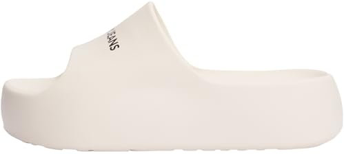 Tommy Jeans Donna Scarpe da Mare Flatform Pool Slide Grosse, Avorio (Newsprint), 41/42
