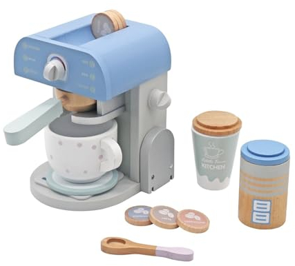 HYGRAD Wooden Kids Toys Play Coffee Machine Barrister Set Kitchen Accessories Role Play With Accessories For Ages 3+ (Coffee Machine)