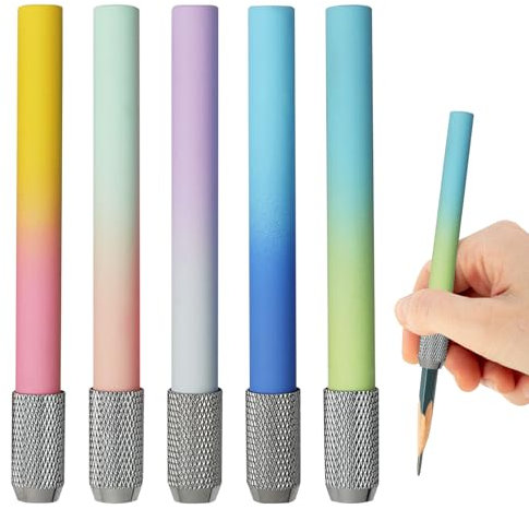 5 prolunghe per matite, diversi colori con gradiente, leggero e durevole, per schizzo e matita di carbone, prolunga per penna, per scuola e studio