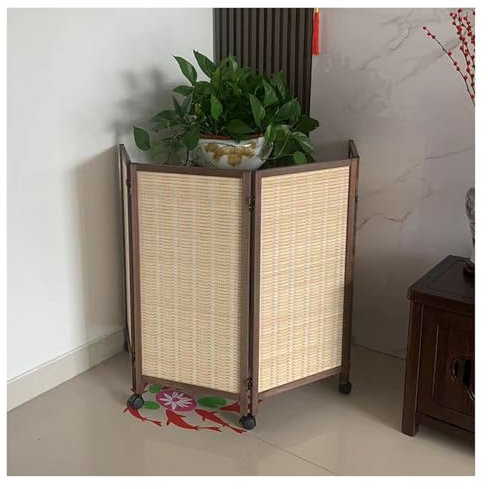 QINGYAN Raumteiler Mit Rädern, Klappbarer Sichtschutz Aus Holz, Beweglicher Freistehender Raumteiler, Temporärer Raumteiler(40X100CM-4PCS)