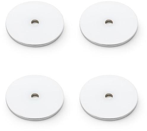 4 Pack - Round Kitchen Door Knob Backplate - Polished Chrome 35mm Diameter Circular Plate