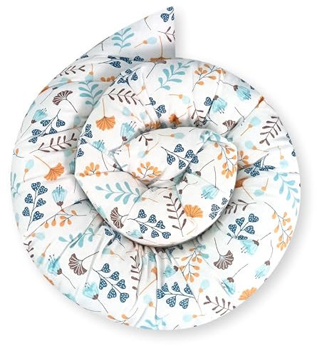Bebeloo Bettschlange Bettkissen Seitenschläferkissen Nackenrolle Schlafkissen Kuschelschlange Stillkissen Zierkissen Zugluftstopper Body Pillow Baumwolle (140 cm, Feldblumen)