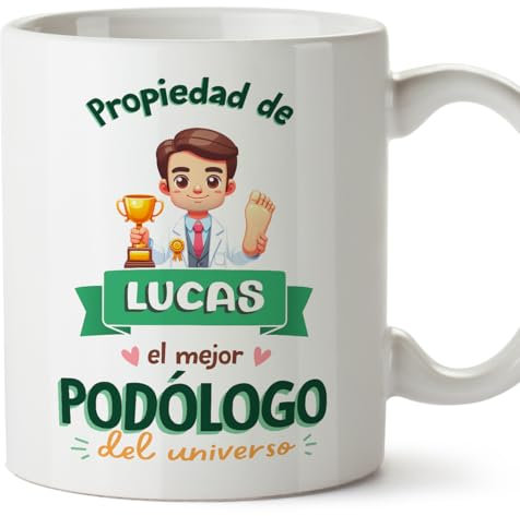 MUGFFINS Tazas Personalizadas para PODÓLOGO hombre - En Español - Propiedad de - 11 oz / 330 ml - Regalo Personalizable original y divertido