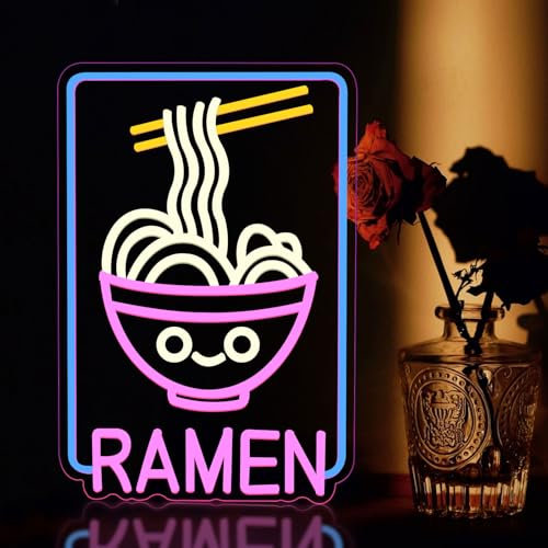 Cat Ramen Neonschild Essensnudeln LED-Neonlichter für Wanddekoration Fenster Dimmbare Ramen Leuchtschilder für Restaurant Ramen Shop Home Bar Küche Speisesaal