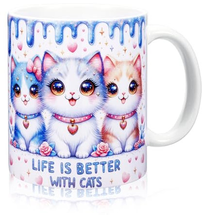 TangDouJM Regalos para mujeres, tazas para gatos, hermosas tazas de café de cerámica, regalos para amantes de los gatos, regalos de cumpleaños, navidad, San valentín, día de la madre