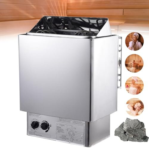 Sauna Heater Electric Sauna Stove, Stainless Steel Sauna Heating Stove with Internal Controller for Home Hotel Spa Steam Room,Timer: 0-180 Min, Temperature: 0-110℃,6KW