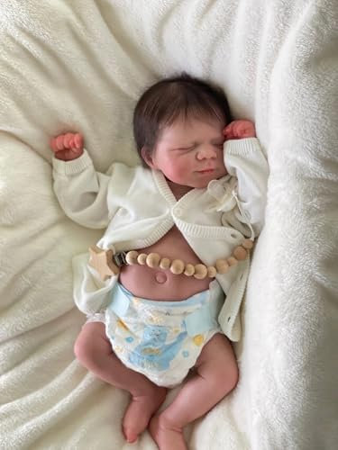 ROSHUAN Reborn-Baby-Puppen Mädchen 18 Zoll 48 cm Silikon Realistisch Aussehende Baby-Puppe Die Wie Echte Babys Aussehen Vollvinyl Anatomisch Korrektes Baby-Mädchen Wasserdicht Spielzeug-Puppen
