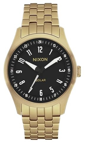 Nixon Echo 38 Armbanduhr für Herren in der Farbe Gold mit Armband aus Edelstahl, Wasserdichtigkeit: 10 bar, Gehäusedurchmesser: 46 mm, A1413-513-00
