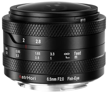AstrHori Obiettivo Fisheye 6,5 mm F2.0 APS-C per Sony E, messa a fuoco manuale 192°, ultra grandangolare, compatibile con fotocamere Sony E Mount A5000 A5100 A6000 A6100 A6300 A6400 A6500