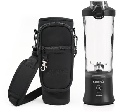 STORMIX - Batidora portátil y bolsa isotérmica - Batidora potente 150 W - 6 cuchillas de acero inoxidable - batidos, cocteleras, hielo picado - USB-C recargable - funda termoaislante - fácil