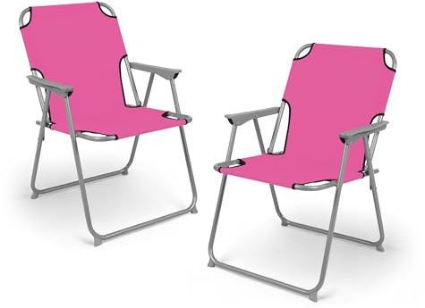 Spetebo Lot de 2 chaises pliantes de camping - Charge maximale : 120 kg - Classique - Pour jardin, voyage, festival - Rose