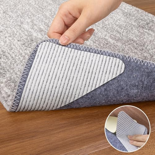 FuKuEn Vacuum Tech Antirutschmatte Teppich für Holzboden Waschbar Teppichstopper Antirutschunterlage 12cmx12cm 8 Stück