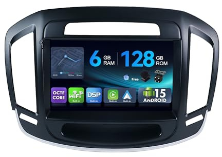 [6G+128G,Octa-Core] - MSD Autoradio für Buick Regal/Opel Insignia (2014-2017) | Android 15 GPS Navi Radio | CarPlay Android Auto Lenkradsteuerung WiFi DSP DAB | Rückfahrkamera MIC | 2 Din 9 Zoll