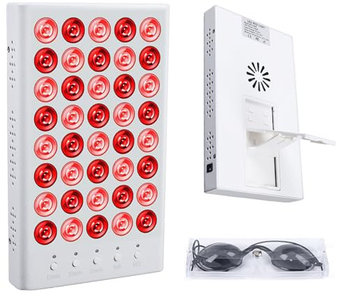 Rotlichtlampe Panel, 200W Klinik Anti-Aging 40 LED Therapie Panel, Schmerzlinderung Licht Infrarot Lampe mit Halterung und Doppelmodus für Gesicht, Hals, Körper, Muskel, Rücken